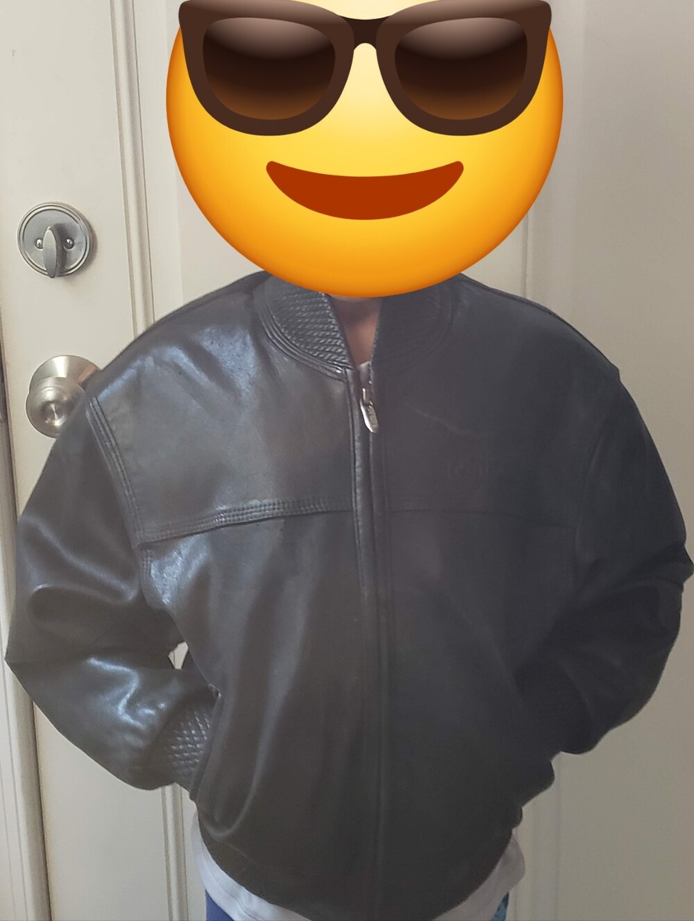 Pelle Pelle Black Leather Bomber Jacket Kids Sz 8